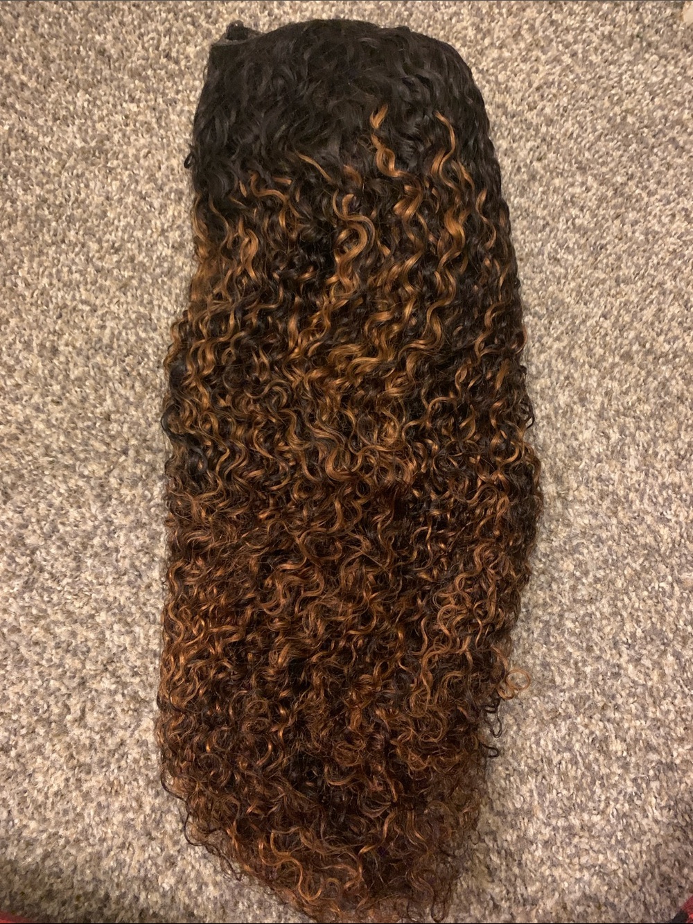 Curly Ombre Clip-In Hair Extension - Black to Honey Brown